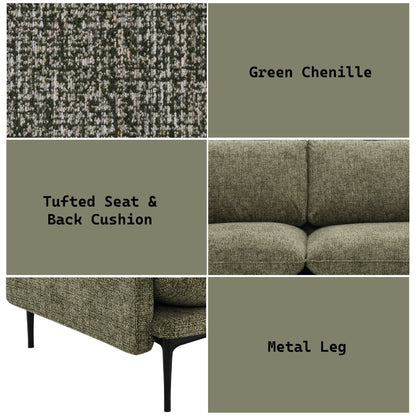 Dalton Green Fabric Sofa w/2 Pillows (Compressed Cushion) - 1st Choice Furniture Direct