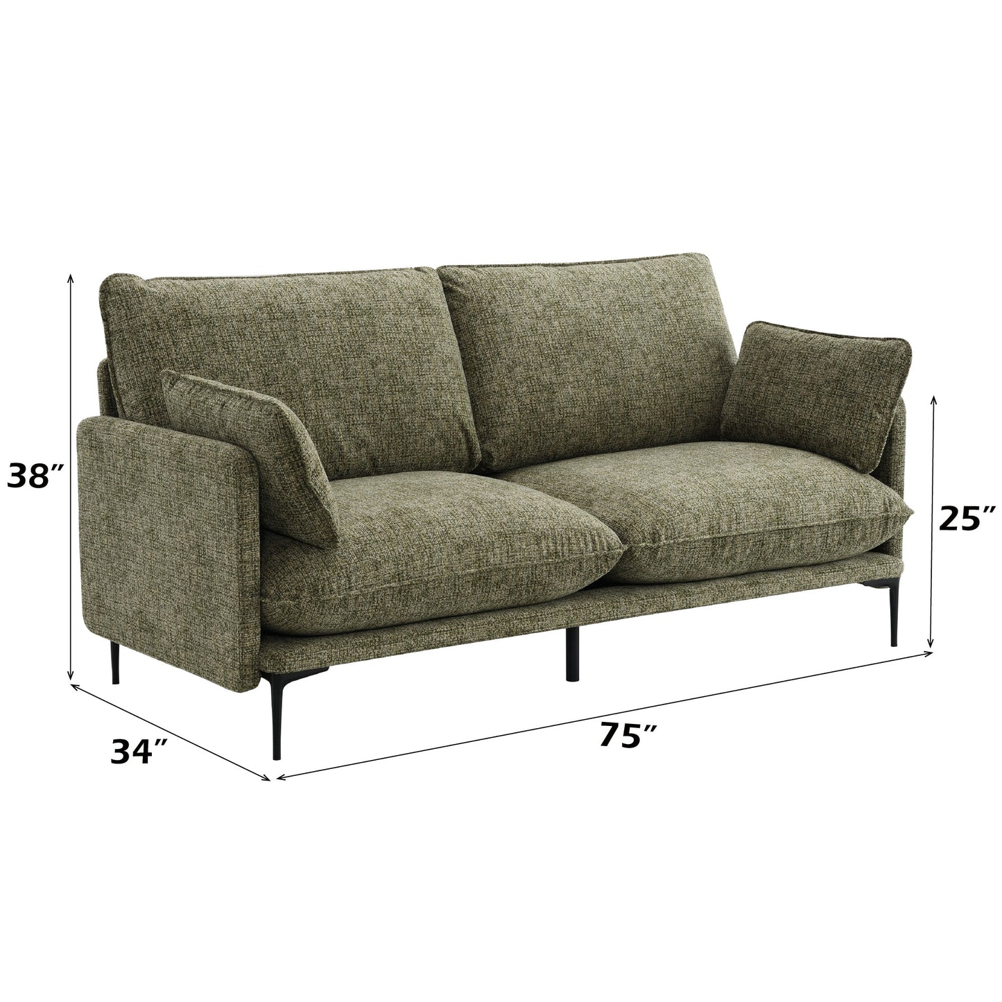 Dalton Green Fabric Sofa w/2 Pillows (Compressed Cushion) - 1st Choice Furniture Direct