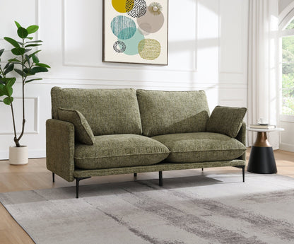 Dalton Green Fabric Sofa w/2 Pillows (Compressed Cushion) - 1st Choice Furniture Direct