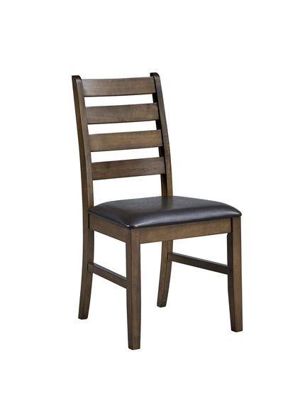 Damica Brown Synthetic Leather & Walnut Side Chair (Set of 2) - 1st Choice Furniture Direct