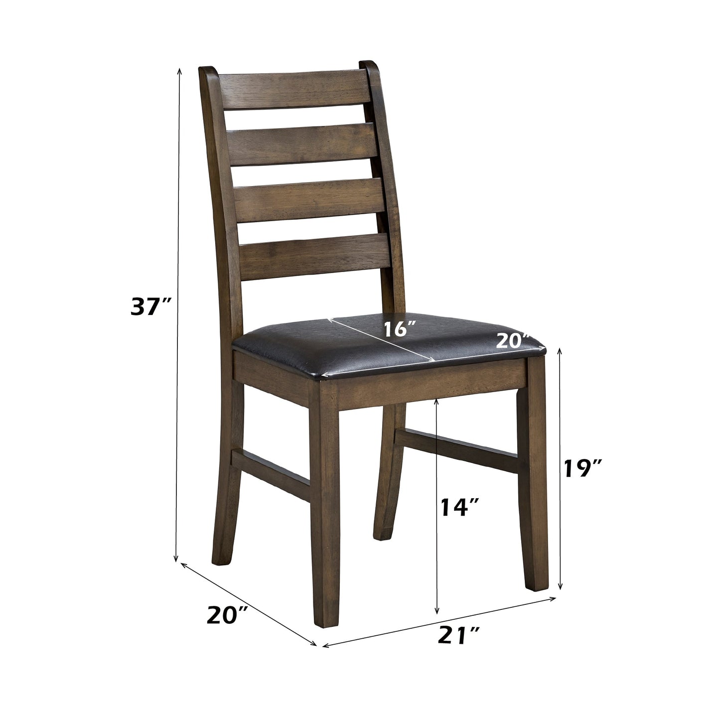 Damica Brown Synthetic Leather & Walnut Side Chair (Set of 2) - 1st Choice Furniture Direct