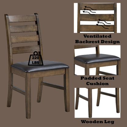 Damica Brown Synthetic Leather & Walnut Side Chair (Set of 2) - 1st Choice Furniture Direct