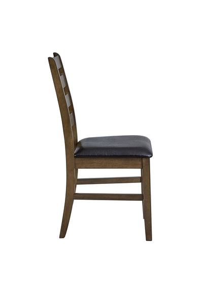 Damica Brown Synthetic Leather & Walnut Side Chair (Set of 2) - 1st Choice Furniture Direct