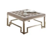 Damien Beige Fabric & Champagne Finish Cocktail Ottoman - 1st Choice Furniture Direct