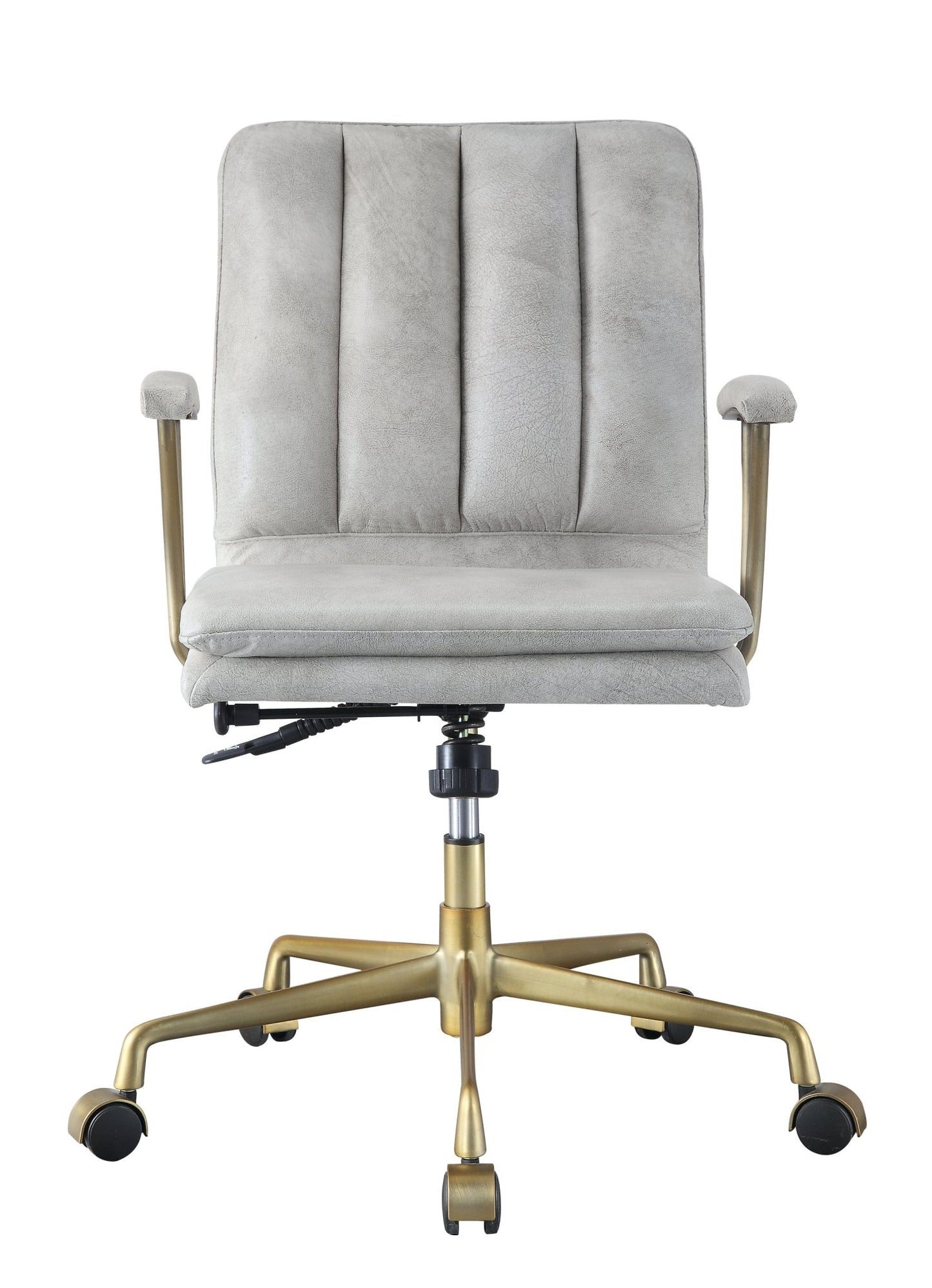 Damir Vintage White Top Grain Leather & Chrome Finish Office Chair - 1st Choice Furniture Direct