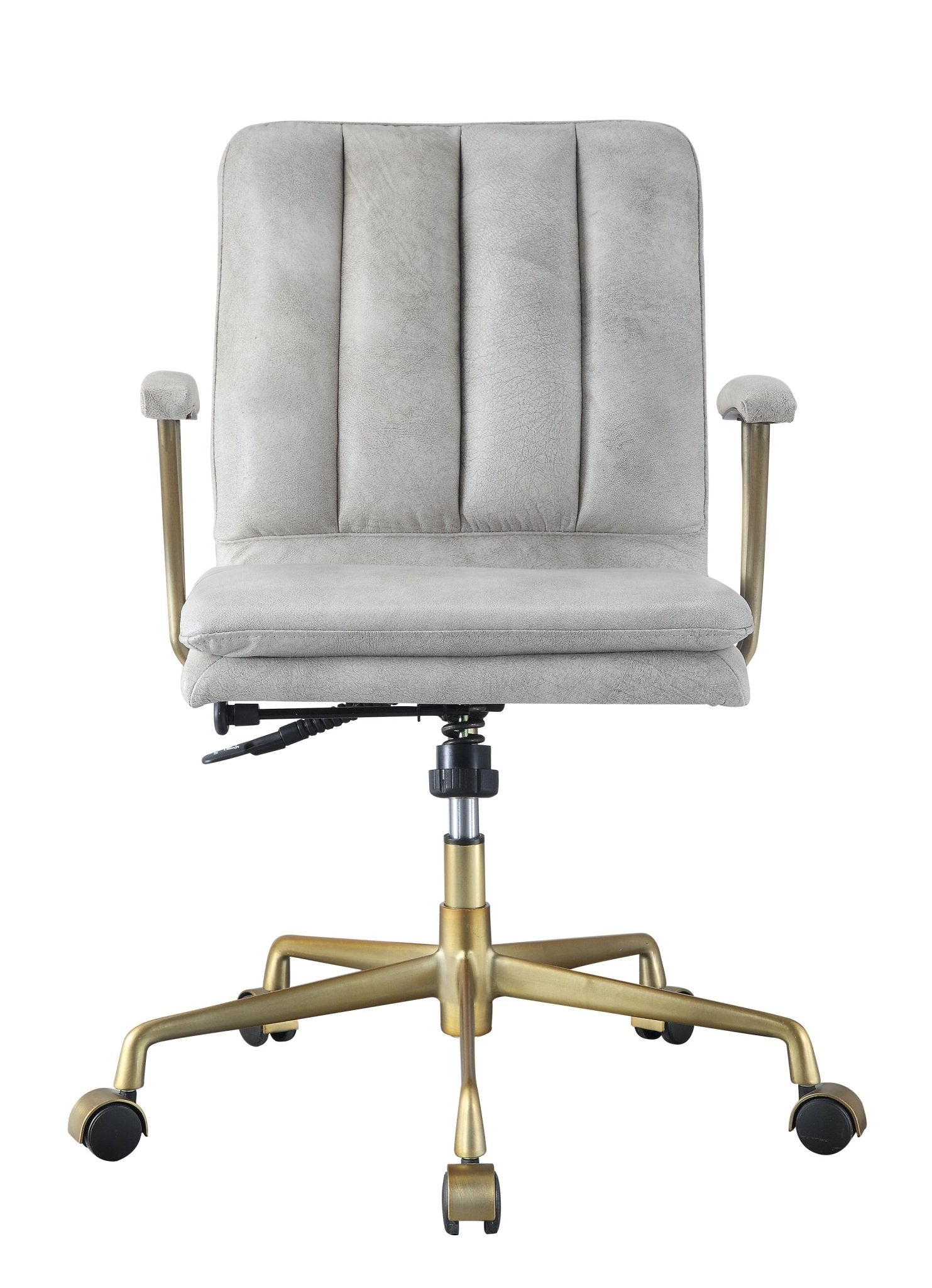Damir Vintage White Top Grain Leather & Chrome Finish Office Chair - 1st Choice Furniture Direct