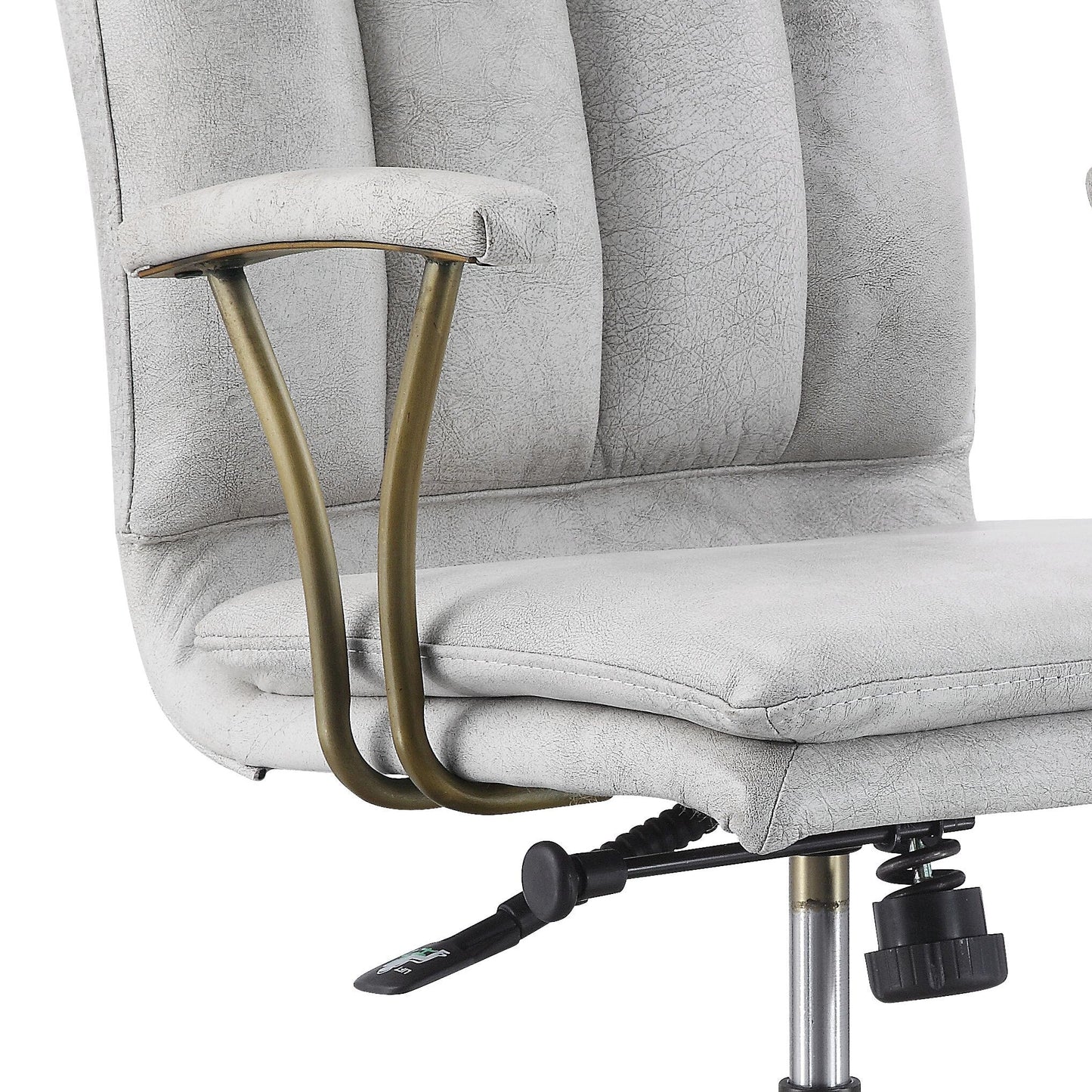 Damir Vintage White Top Grain Leather & Chrome Finish Office Chair - 1st Choice Furniture Direct