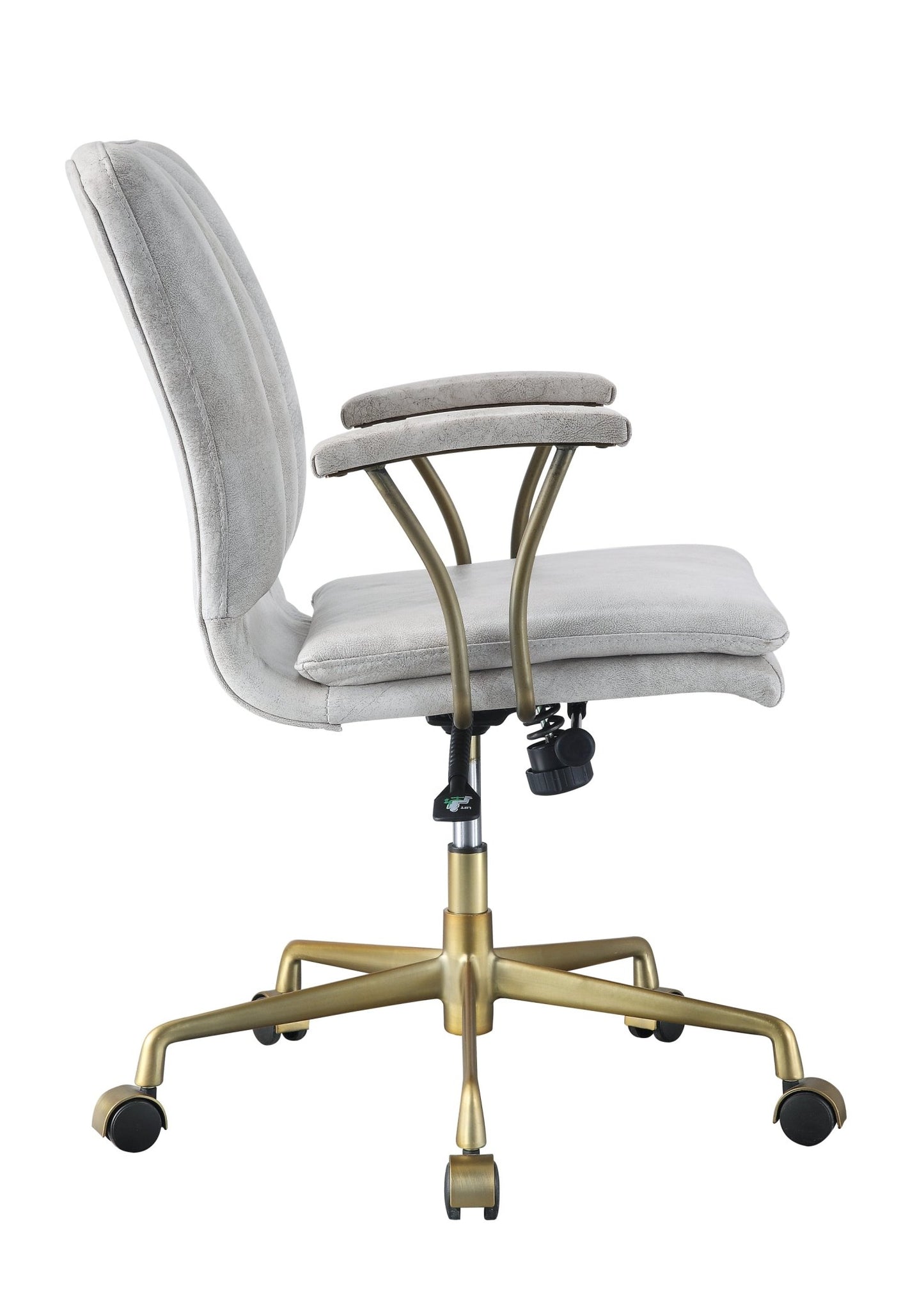 Damir Vintage White Top Grain Leather & Chrome Finish Office Chair - 1st Choice Furniture Direct