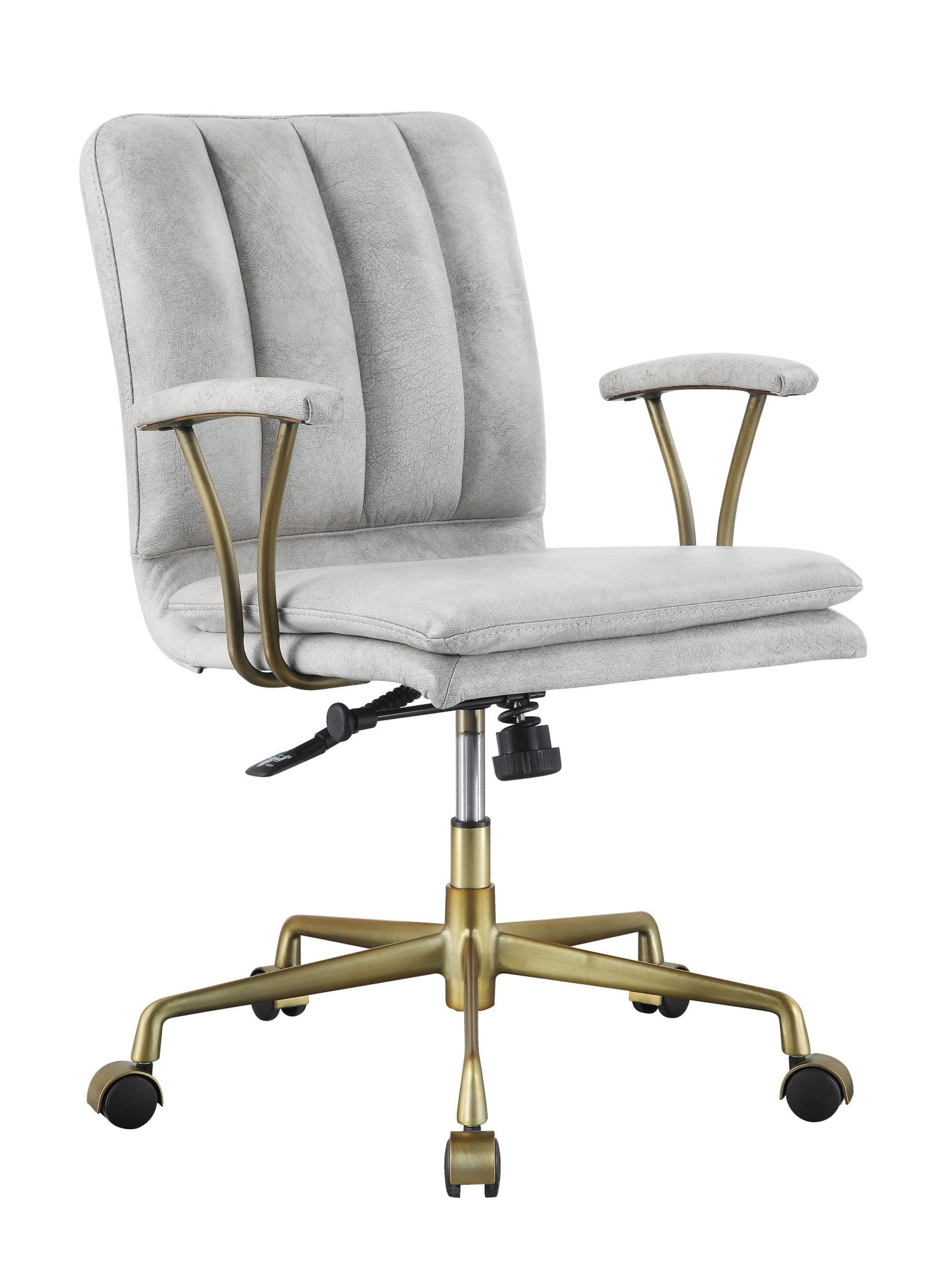 Damir Vintage White Top Grain Leather & Chrome Finish Office Chair - 1st Choice Furniture Direct