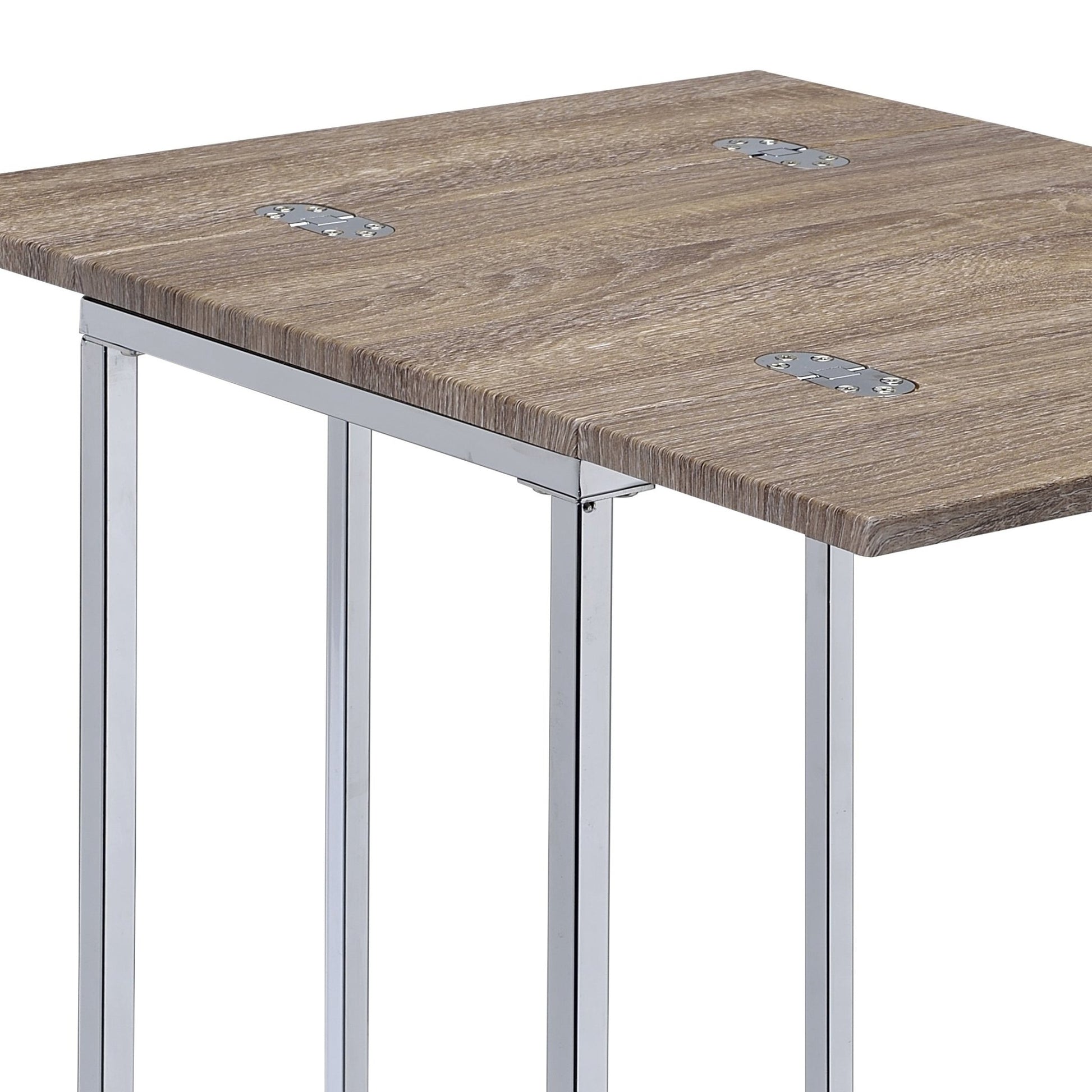 Danson Weathered Oak & Chrome Finish Accent Table - 1st Choice Furniture Direct