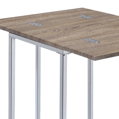 Danson Weathered Oak & Chrome Finish Accent Table - 1st Choice Furniture Direct