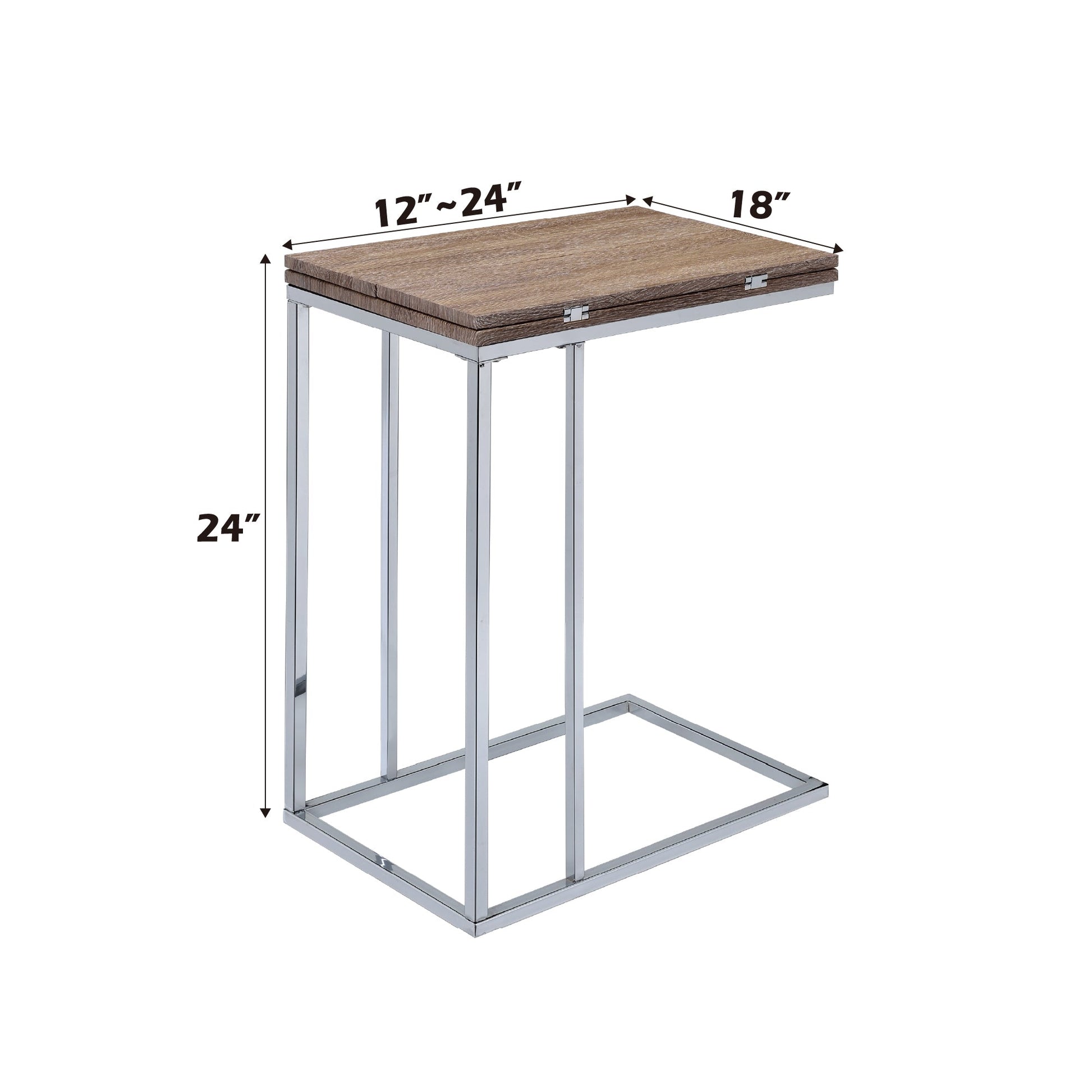 Danson Weathered Oak & Chrome Finish Accent Table - 1st Choice Furniture Direct