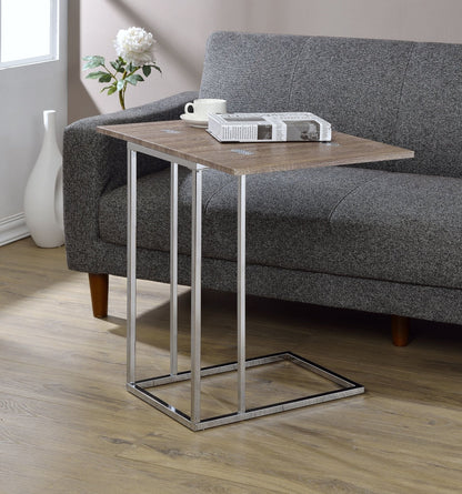 Danson Weathered Oak & Chrome Finish Accent Table - 1st Choice Furniture Direct