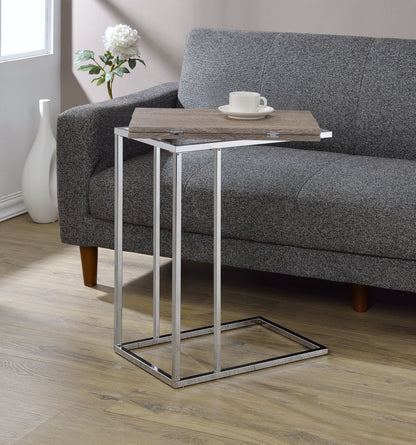 Danson Weathered Oak & Chrome Finish Accent Table - 1st Choice Furniture Direct