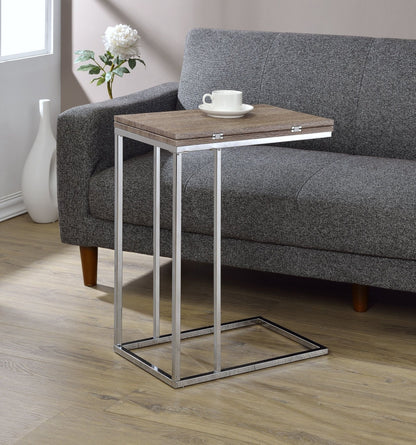 Danson Weathered Oak & Chrome Finish Accent Table - 1st Choice Furniture Direct