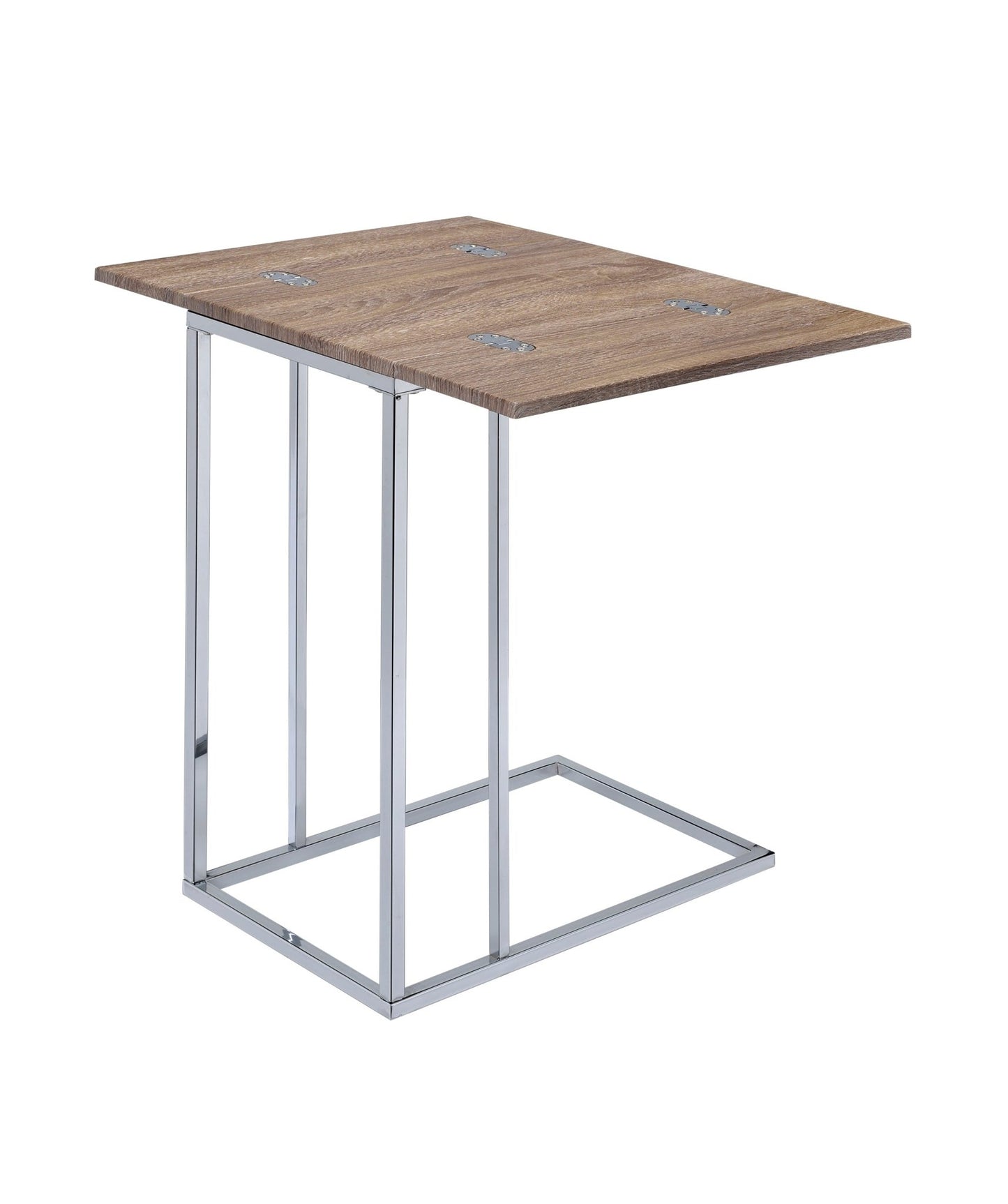 Danson Weathered Oak & Chrome Finish Accent Table - 1st Choice Furniture Direct