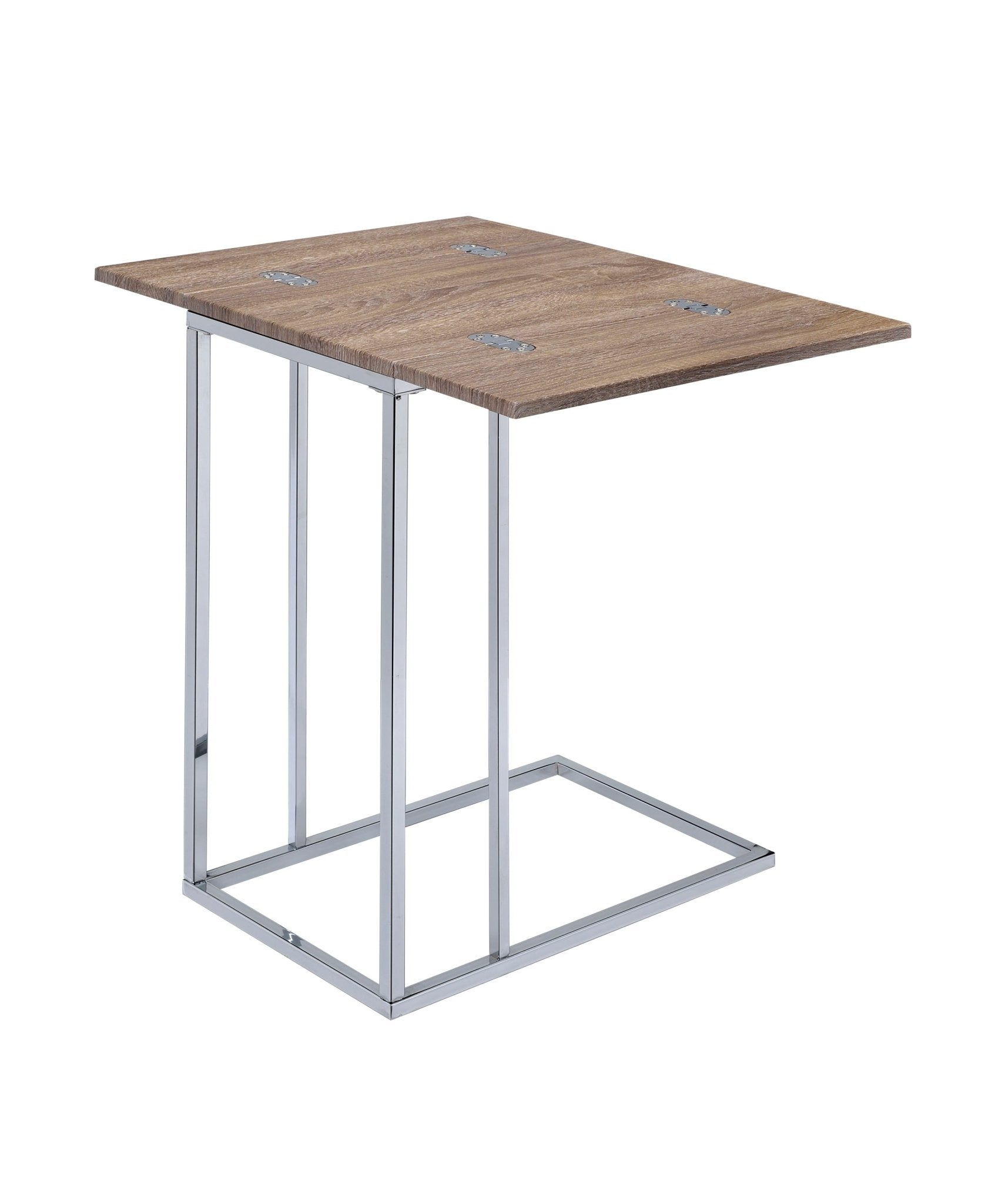 Danson Weathered Oak & Chrome Finish Accent Table - 1st Choice Furniture Direct