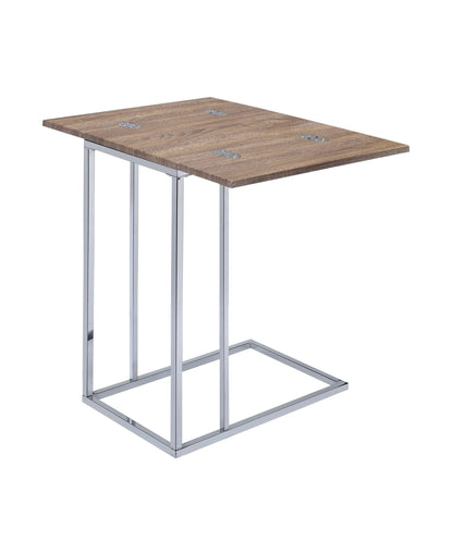 Danson Weathered Oak & Chrome Finish Accent Table - 1st Choice Furniture Direct