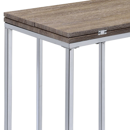 Danson Weathered Oak & Chrome Finish Accent Table - 1st Choice Furniture Direct