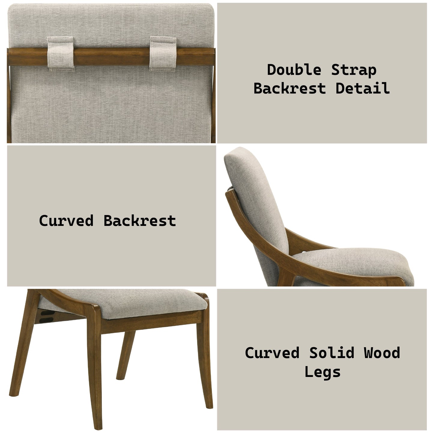 Danzel Gray Chenille & Vintage Oak Side Chair (Set of 2) - 1st Choice Furniture Direct