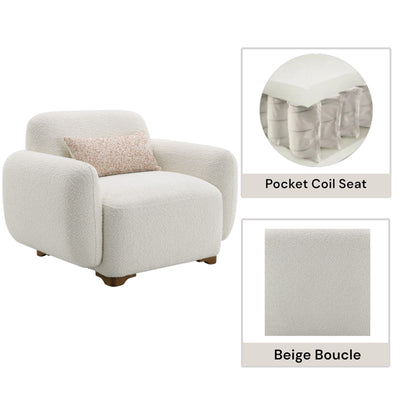 Darius Beige Boucle Chair w/Pillow - 1st Choice Furniture Direct