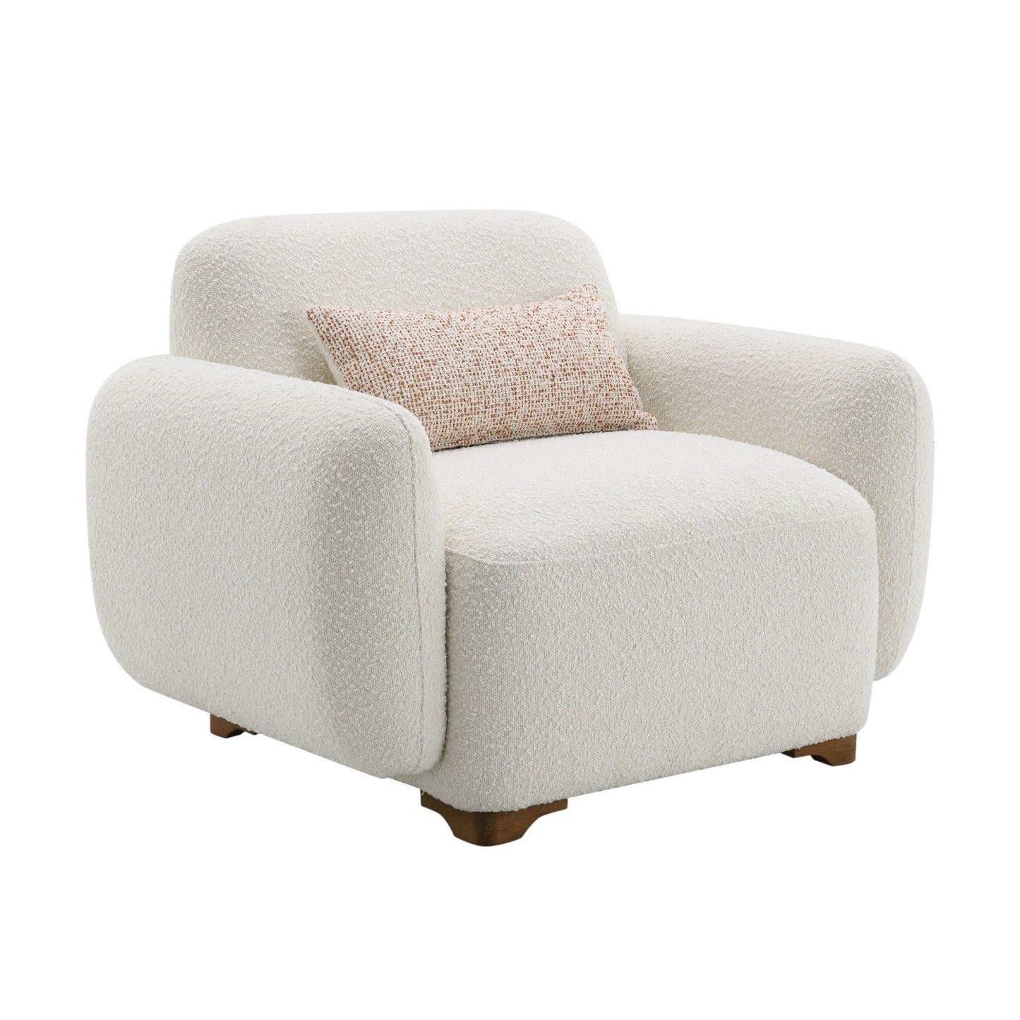 Darius Beige Boucle Chair w/Pillow - 1st Choice Furniture Direct