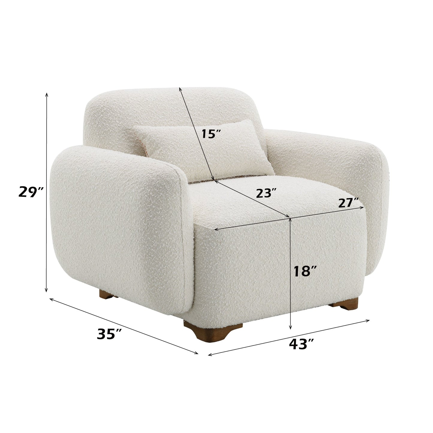 Darius Beige Boucle Chair w/Pillow - 1st Choice Furniture Direct