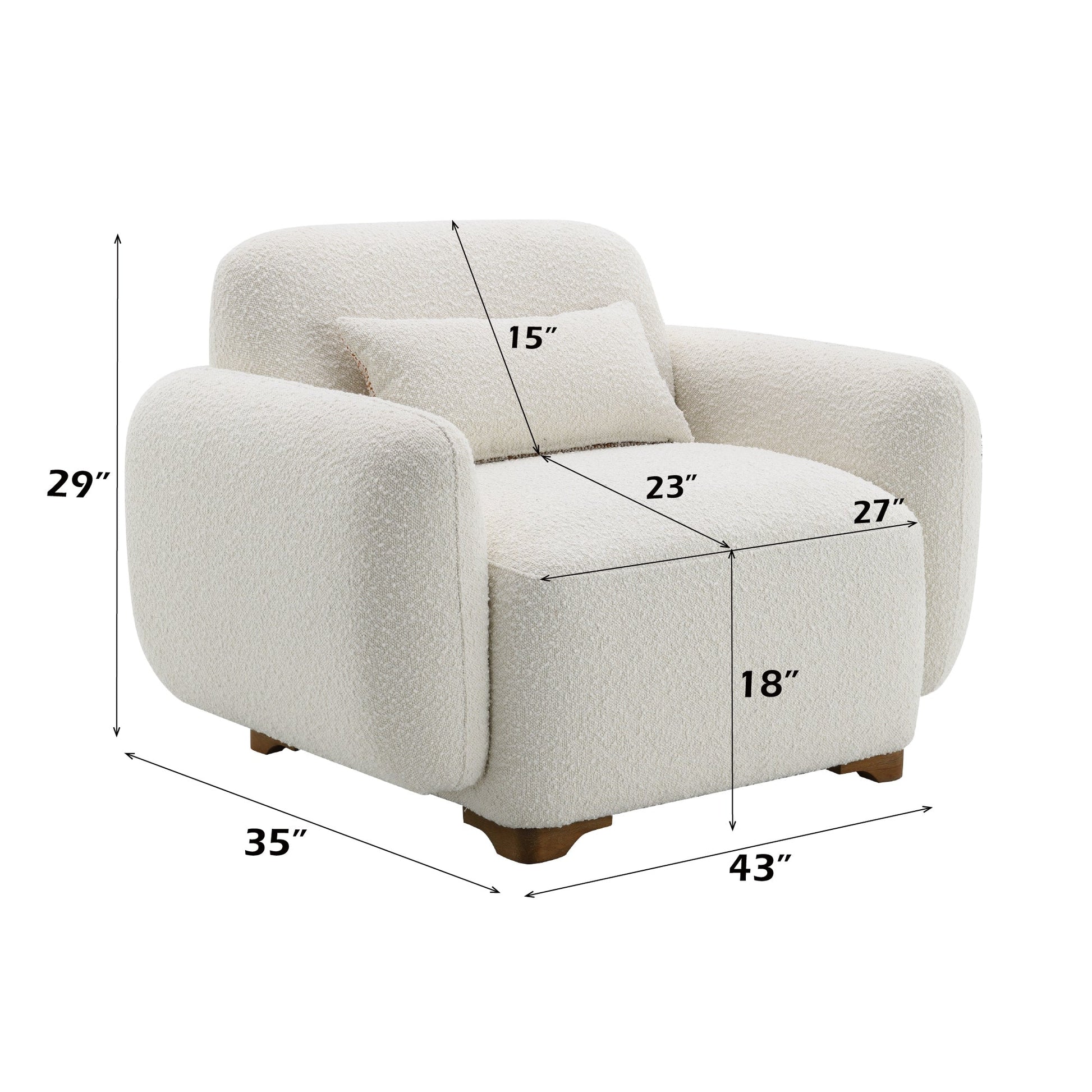 Darius Beige Boucle Chair w/Pillow - 1st Choice Furniture Direct
