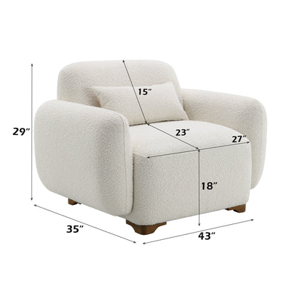 Darius Beige Boucle Chair w/Pillow - 1st Choice Furniture Direct