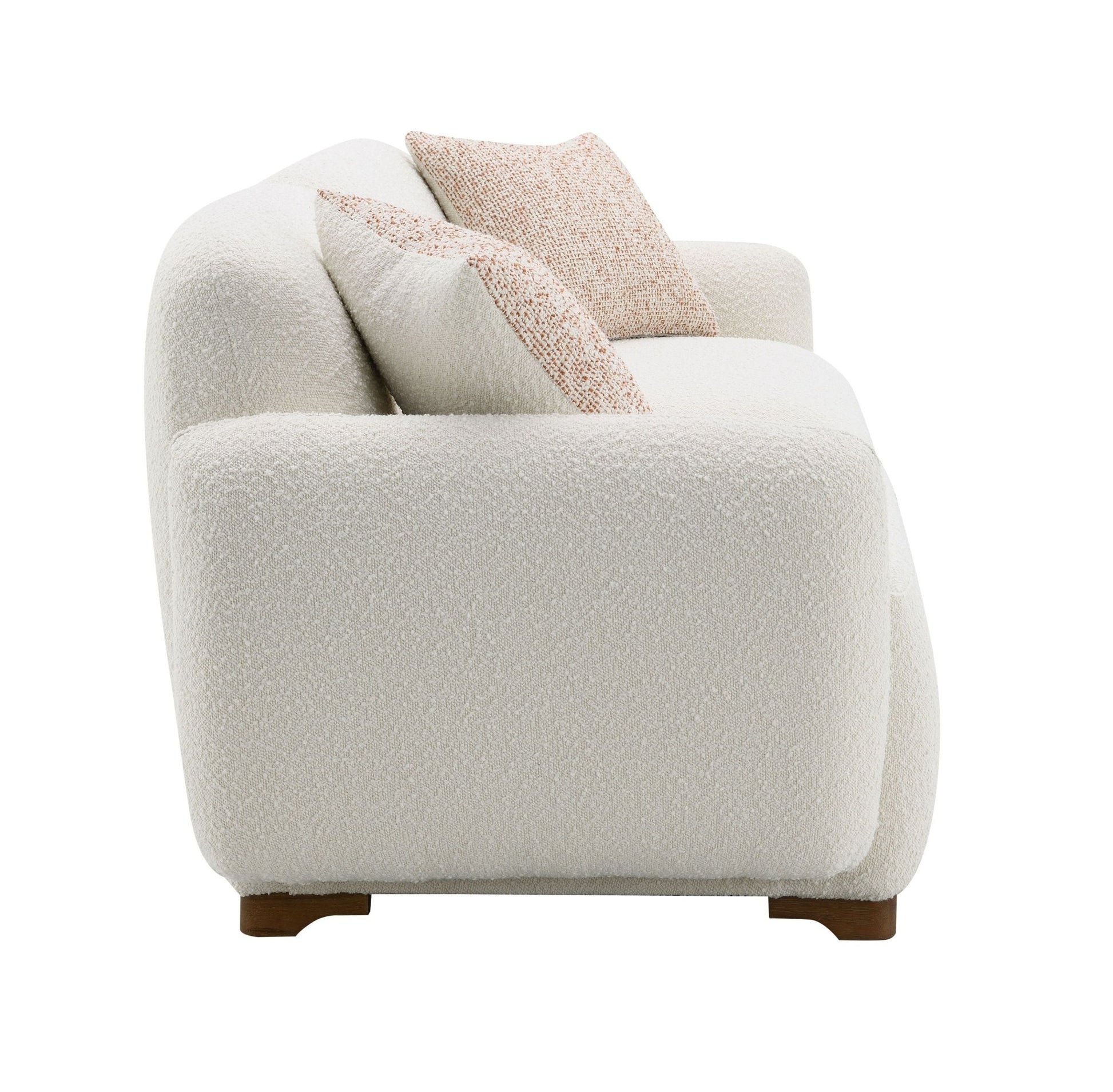 Darius Beige Boucle Sofa with 2 Toss Pillows - 1st Choice Furniture Direct
