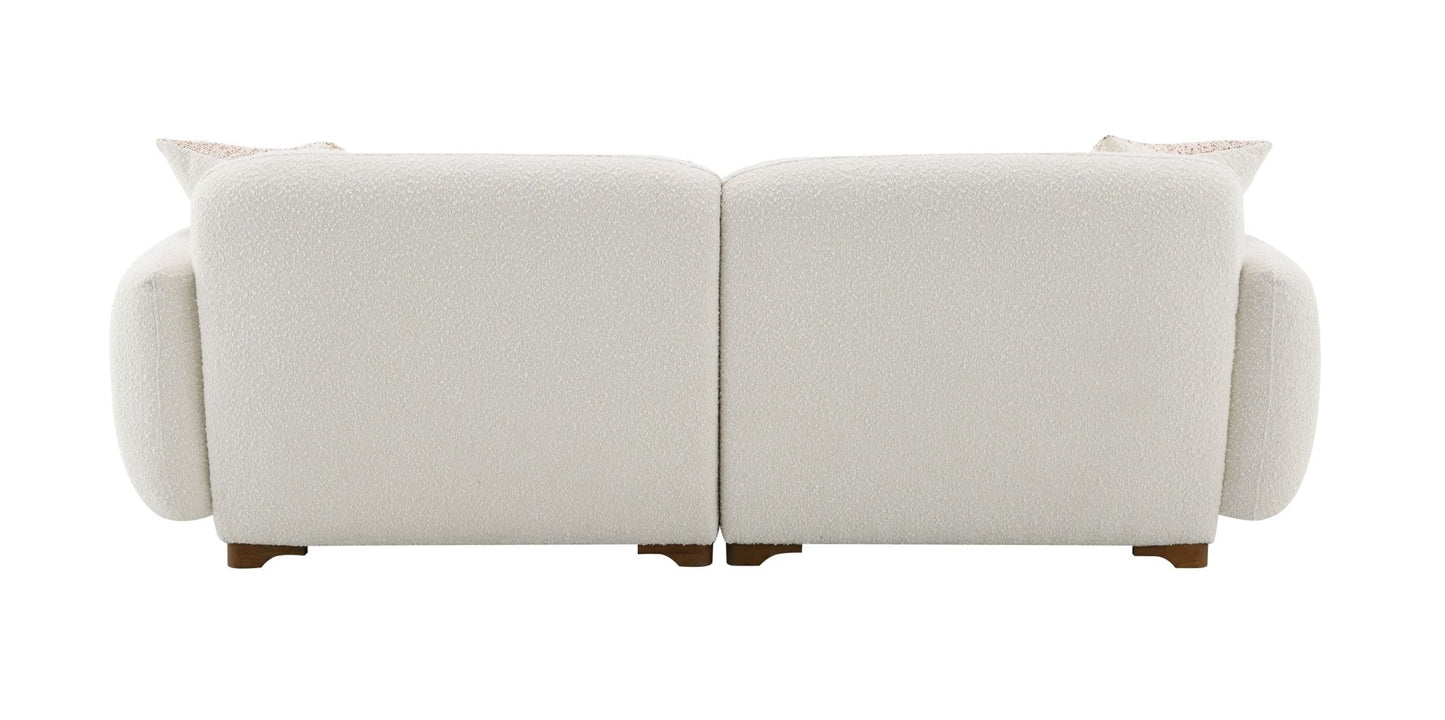 Darius Beige Boucle Sofa with 2 Toss Pillows - 1st Choice Furniture Direct
