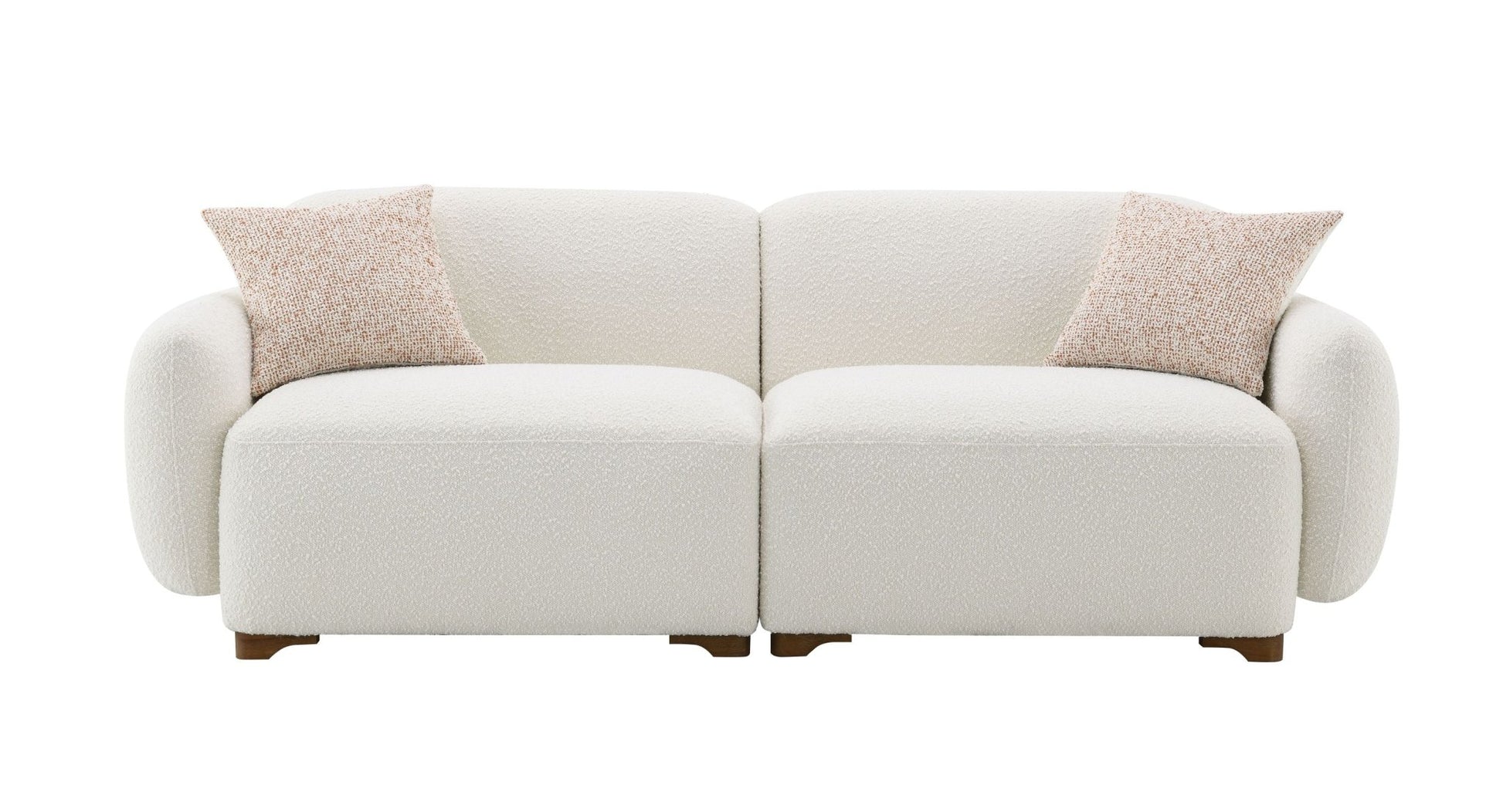 Darius Beige Boucle Sofa with 2 Toss Pillows - 1st Choice Furniture Direct