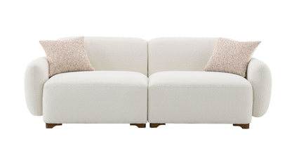 Darius Beige Boucle Sofa with 2 Toss Pillows - 1st Choice Furniture Direct