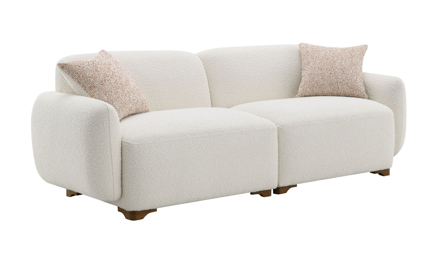Darius Beige Boucle Sofa with 2 Toss Pillows - 1st Choice Furniture Direct