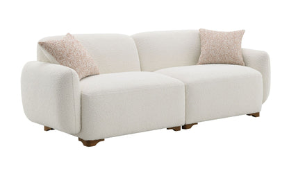 Darius Beige Boucle Sofa with 2 Toss Pillows - 1st Choice Furniture Direct