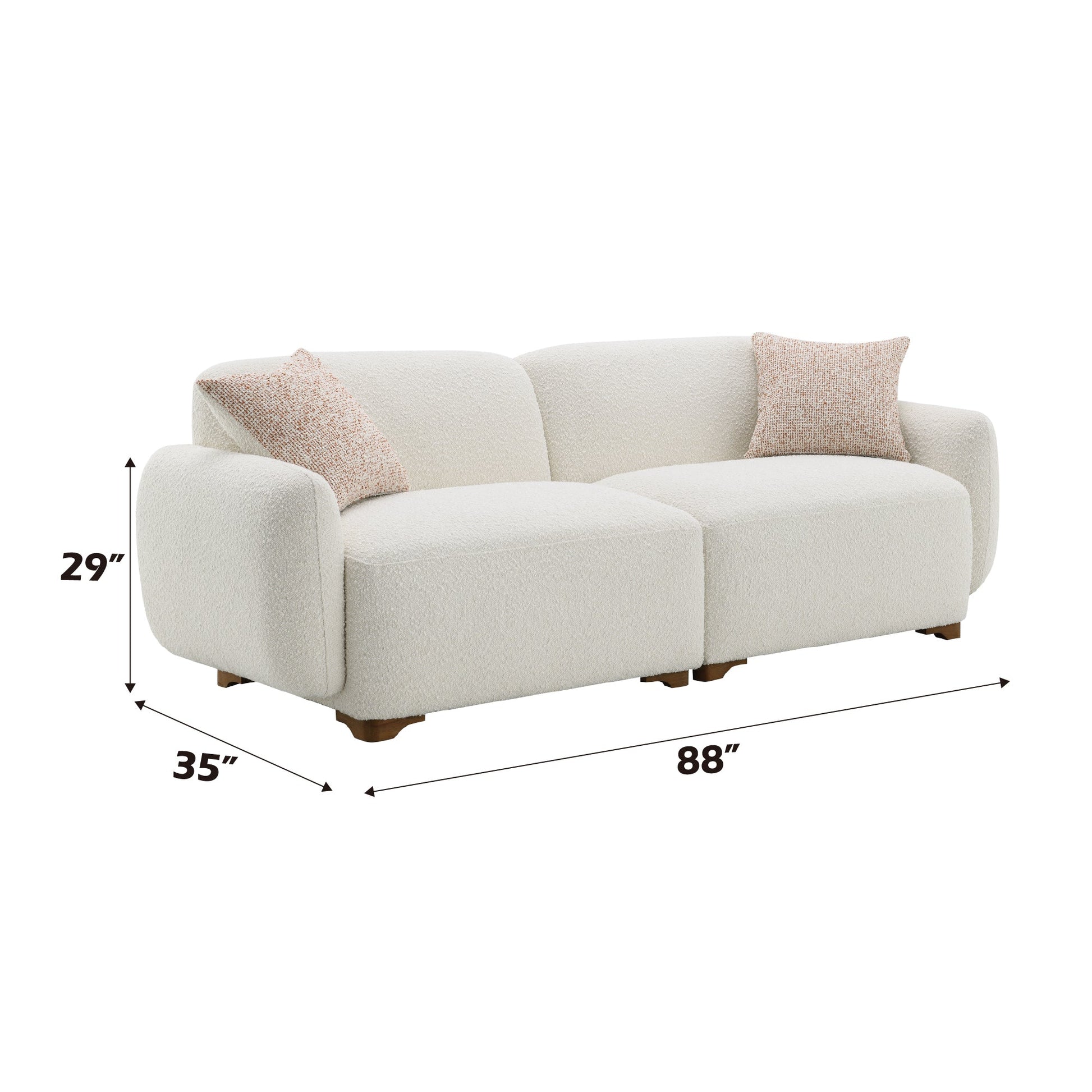 Darius Beige Boucle Sofa with 2 Toss Pillows - 1st Choice Furniture Direct