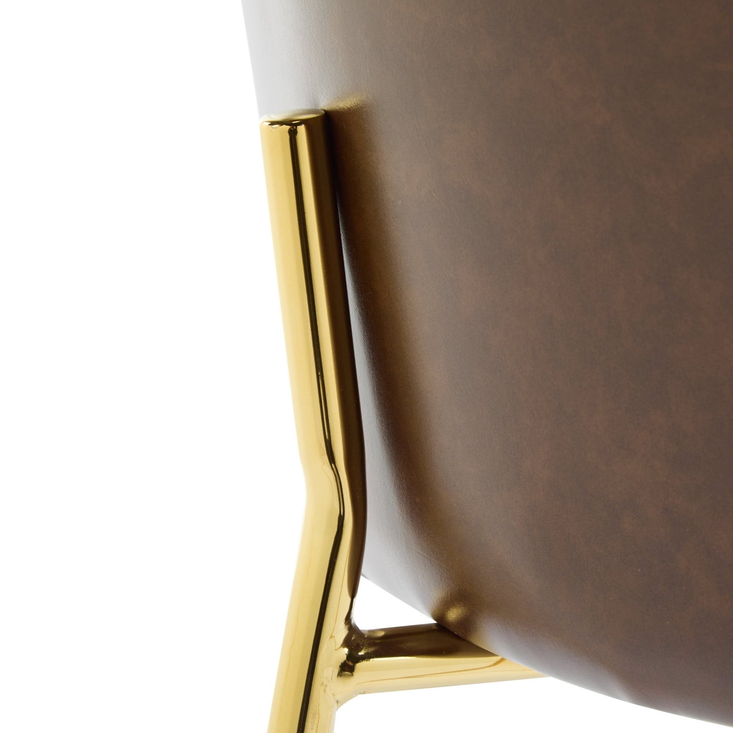 Dark Brown Faux Leather Bar Stools Set of 2 | Gold Metal Frame Counter Chairs - 1st Choice Furniture Direct