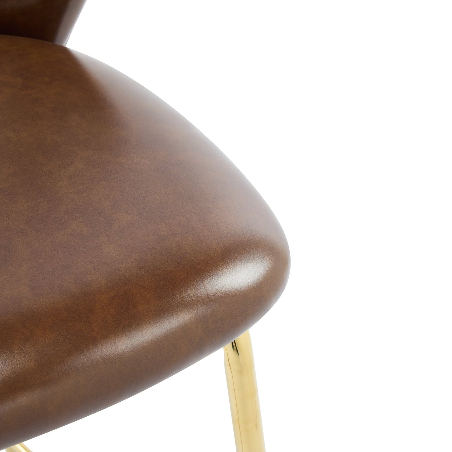 Dark Brown Faux Leather Bar Stools Set of 2 | Gold Metal Frame Counter Chairs - 1st Choice Furniture Direct