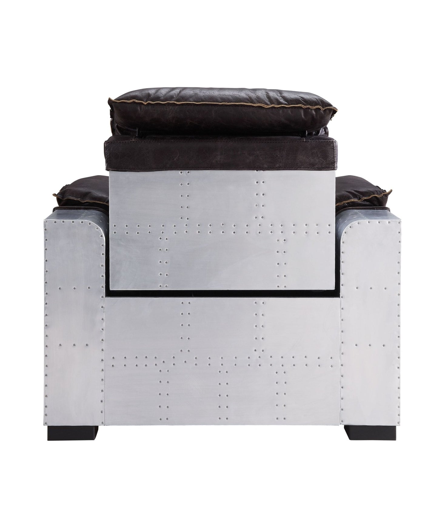 Dark Brown Leather Recliner Chair with Pillow Top Arms - 1st Choice Furniture Direct