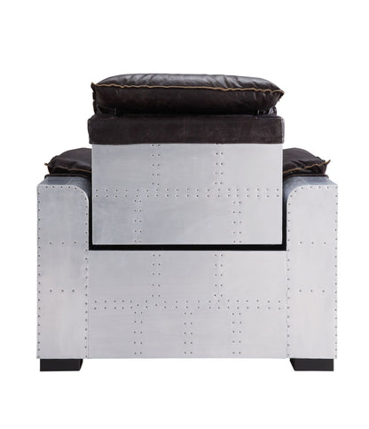 Dark Brown Leather Recliner Chair with Pillow Top Arms - 1st Choice Furniture Direct