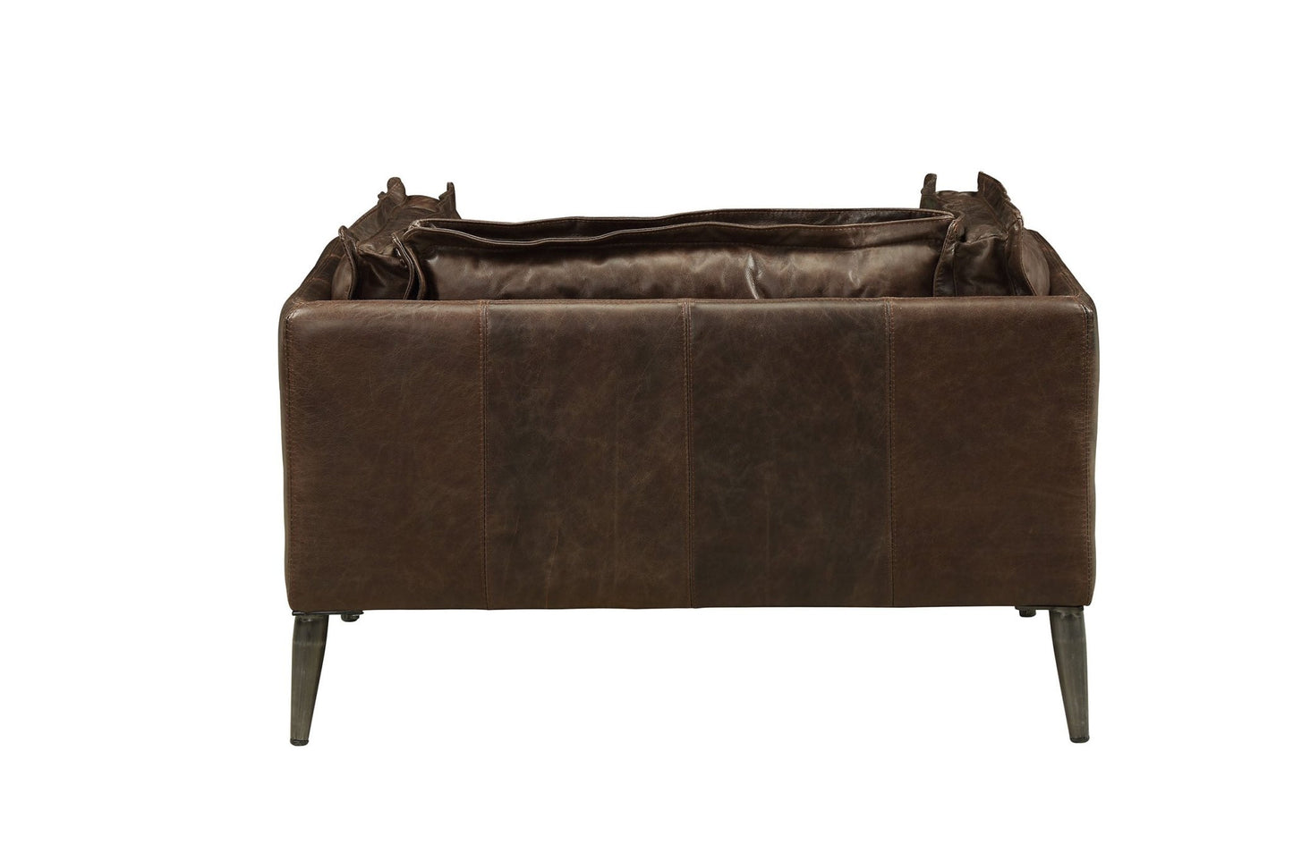 Dark Brown Top Grain Leather Loveseat with Metal Legs - 1st Choice Furniture Direct