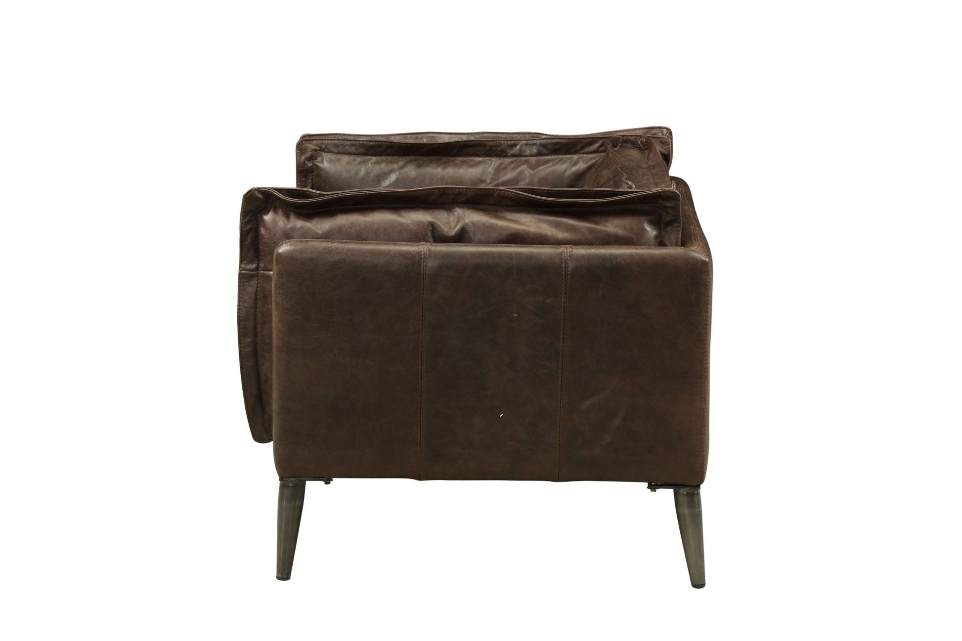 Dark Brown Top Grain Leather Loveseat with Metal Legs - 1st Choice Furniture Direct