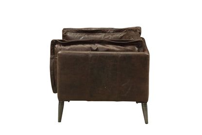Dark Brown Top Grain Leather Loveseat with Metal Legs - 1st Choice Furniture Direct