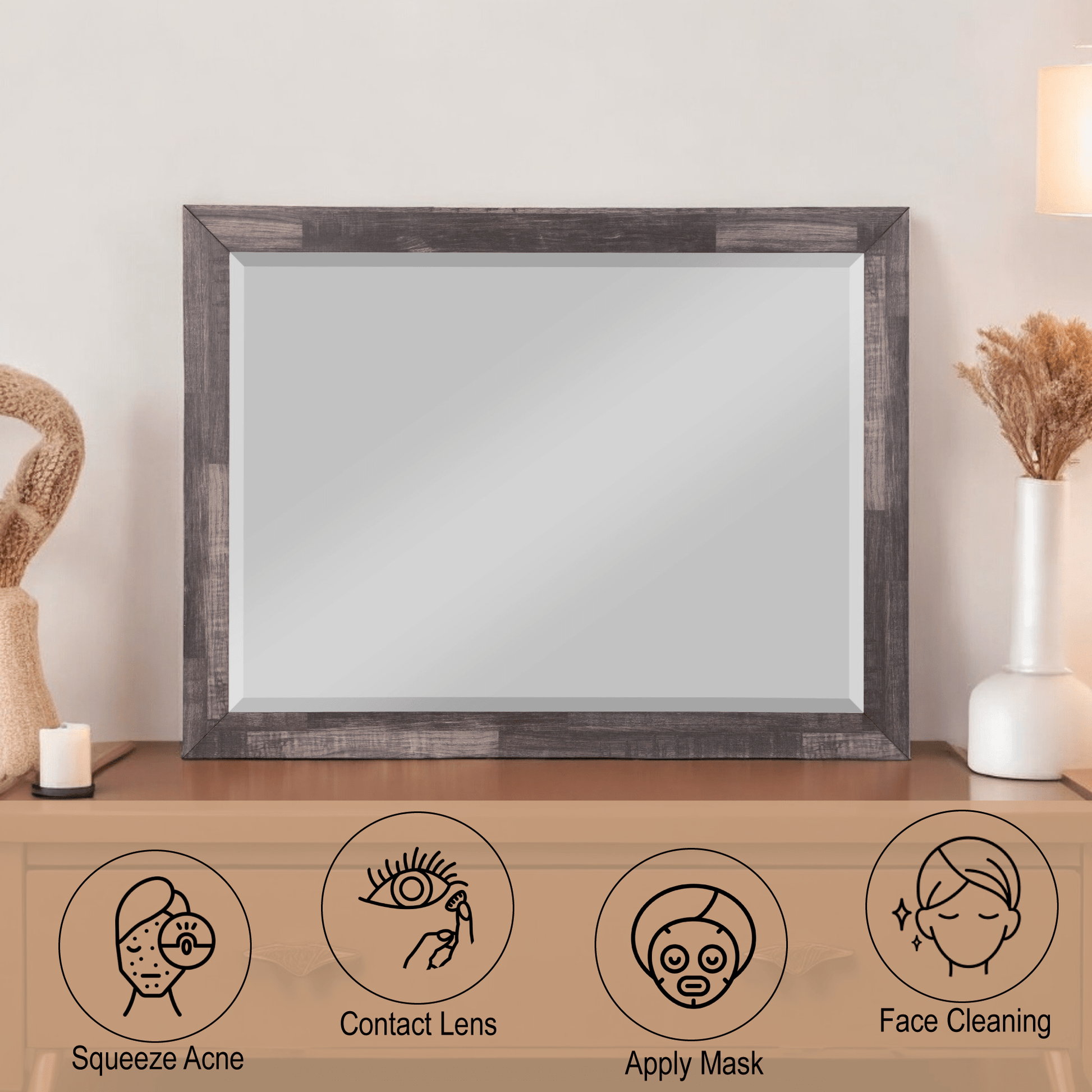Dark Cherry Beveled Wall Mirror | Traditional Bedroom Mirror - 1st Choice Furniture Direct