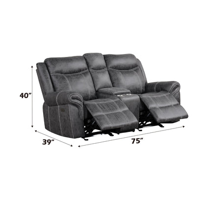 Dark Gray Power Reclining Loveseat with Console and USB Port - 1st Choice Furniture Direct