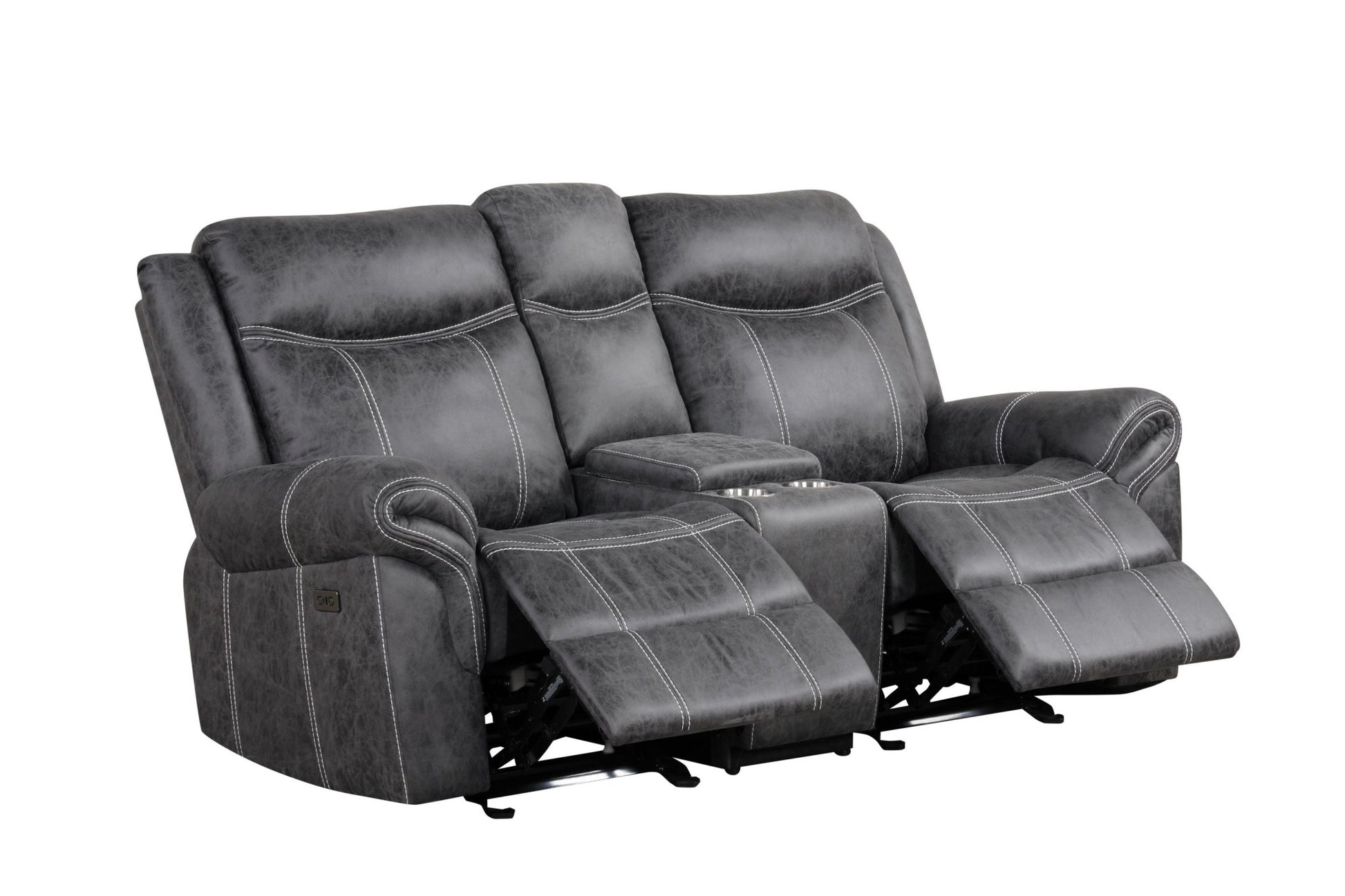 Dark Gray Power Reclining Loveseat with Console & USB Ports - 1st Choice Furniture Direct