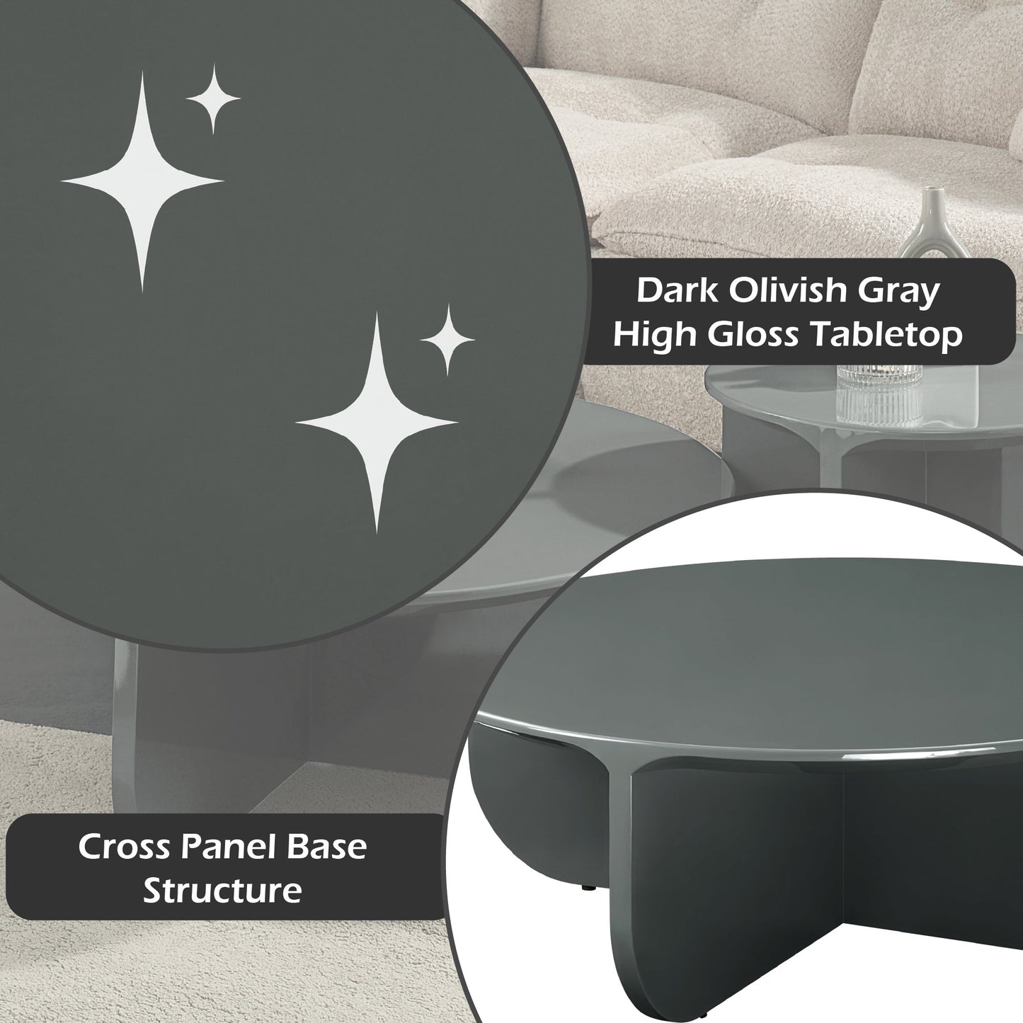Dark Green Round Coffee Table - 1st Choice Furniture Direct