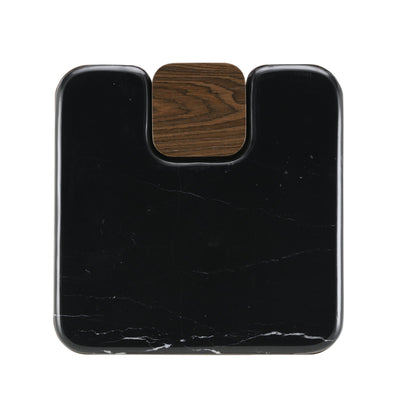 Dark Walnut Marble End Table with Natural Stone Top - 1st Choice Furniture Direct