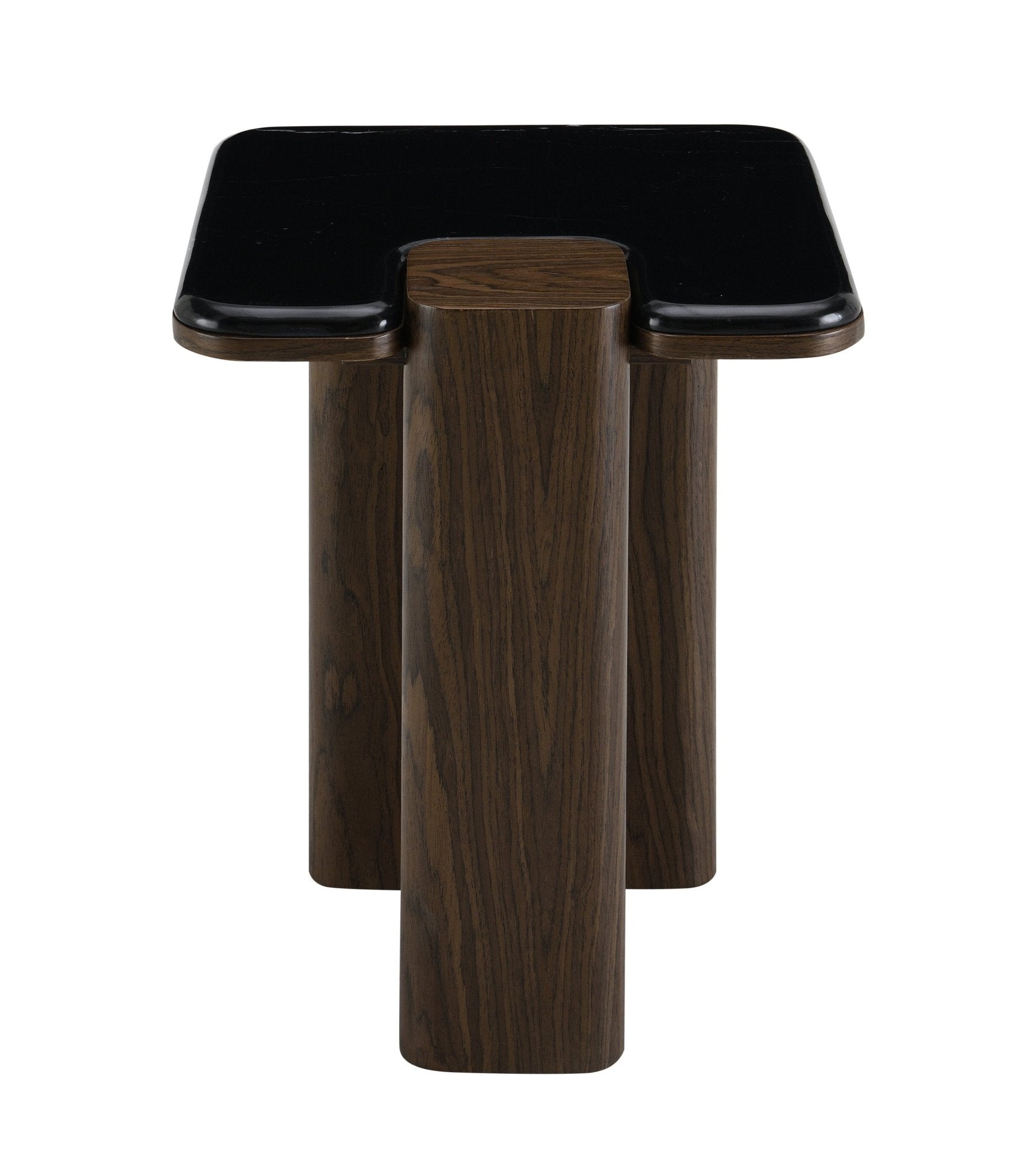 Dark Walnut Marble End Table with Natural Stone Top - 1st Choice Furniture Direct