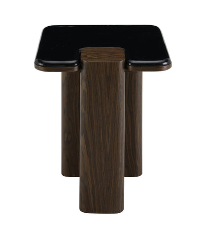 Dark Walnut Marble End Table with Natural Stone Top - 1st Choice Furniture Direct